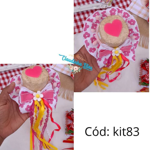 Box pegue e monte junino floral chapéu grande na tiara