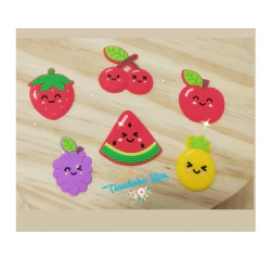Aplique emborrachado frutinhas ( morango, cereja, uva, abacaxi, melancia e maça) - 2 unidades