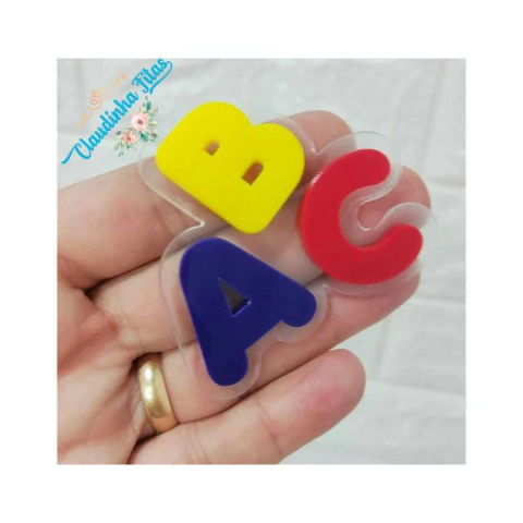Aplique de acrilico escolar ABC curvado cores forte curvado - ( 1 unidade )