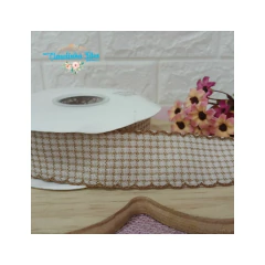 Fita tweed quadriculada c/borda trabalhada 38mm (1 metro ) - loja online