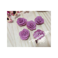 flor de tecido 2,5cm com 5 unidades - Claudinha Fitas