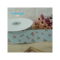 Fita xadrez com cereja 38mm - (1 metro) - Claudinha Fitas