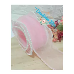 Fita importada Tule com Borda de Pérola 40mm - metro na internet