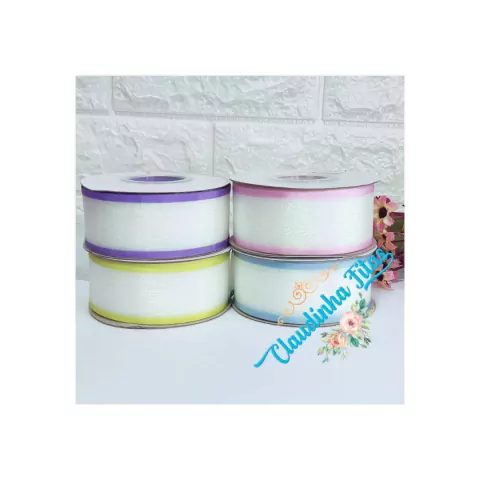 Fita Yama de organza metálica 38mm - c/2 metros