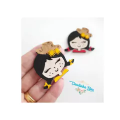 Aplique junino boneca de feltro - 2 unid.