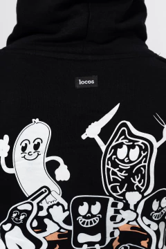 Buzo semi-oversized Locos Tribuna - Negro en internet