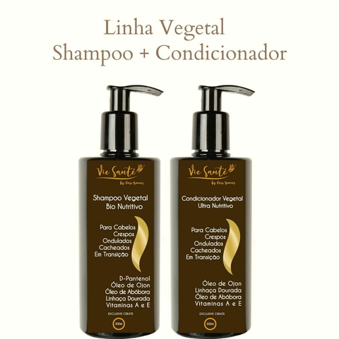Linha Vegetal Para Cabelos Cacheados Shampoo + Condicionador 300ml