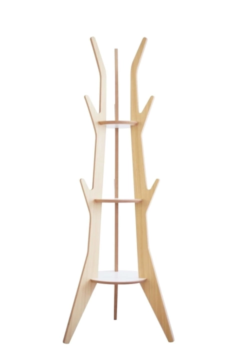 Perchero de pie Oliver en MDF y melamina Roble y Blanco - comprar online