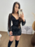 Cropped de paetê e manga tule