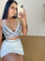 Cropped costumisado branco e prata