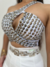 Cropped costumisado mula branco e prata na internet