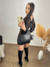 Saia de couro lisa com bolso - comprar online