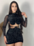 Conjunto de veludo e strass - loja online