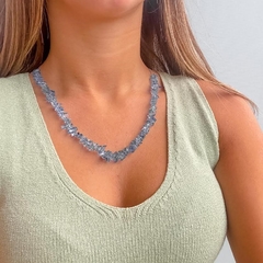 Choker de Cascalho Azul em Macrame com Alongador