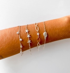 Pulseira Amaea com Elos Navetes e Pérola Folheada a Prata - comprar online