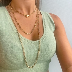 Colar Longo em Corrente de Elo Largo Folheada a Ouro 18k Amaea 