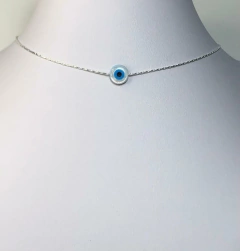 Choker Amaea Olho Grego 8mm de Madrepérola Folheado a Prata