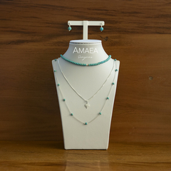 Choker Amaea de Howlita Natura Azul com Entremeio e fecho folheado a Prata - comprar online