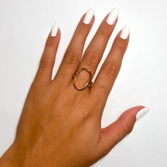 Anel Folheado a Ouro 18K Oval Amaea Semijoias