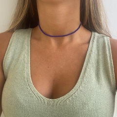 Choker Miçanga Jablonex Azul Marinho com Fecho Folheado a Prata Amaea semijoias