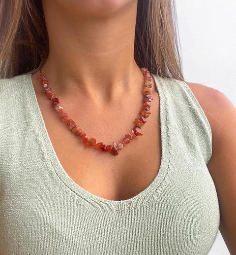 Choker de Cascalho Ágata em Macramê com Alongador