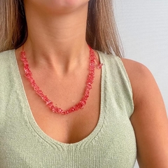 Choker de Cascalho Vermelho em Macramê com Alongador