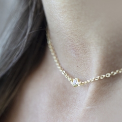 Colar Invertido 2 em 1 Pingente Cristal Amaea semijoias Folheado a Ouro 