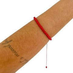 Pulseira Amaea Esfera Natural Àgata Vermelha 4mm Macramê ou Folheados