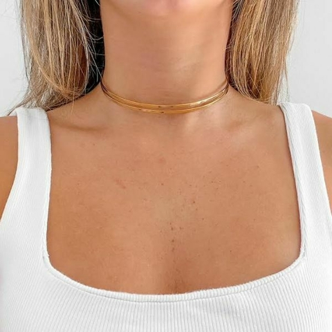 Choker Amaea Aro 2 Fios Folheada a Ouro 18k