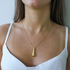 Conjunto Amaea Colar e Brinco Gota Folheado a Ouro 18k 