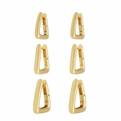Trio de Argolas Triangular Folheado a Ouro 18k - 1 Ano de Garantia no Banho