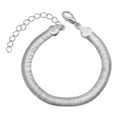 Pulseira Amaea Malha Serpente Grossa Folheada a Prata