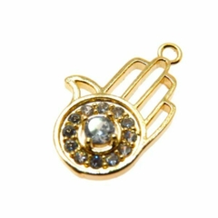 Colar Amaea Pingente Mão de Fátima em Zircônias Folheado a Ouro 18k