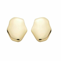 Brinco Amaea Pingente Oval Orgânico Folheado a Ouro 18k