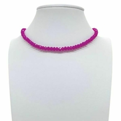 Choker Amaea de Cristal Facetado Pink de 4mm Folheado a Ouro 18k