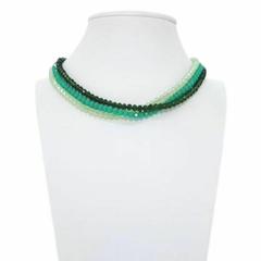 Choker Amaea de Cristal Facetado Verde Floresta Mix
