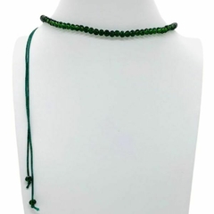 Choker Amaea de Cristal Facetado Verde Escuro em Macramê de 4mm 