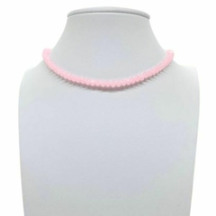Choker Amaea de Cristal Facetado Quartzo Rosa de 4mm Folheado a Ouro 18k
