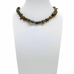 Choker de Cascalho Olho de Tigre em Macrame com Alongador