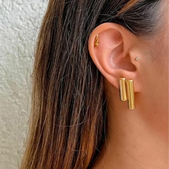 Brinco Amaea Barra P e M Folheado a Ouro 18k
