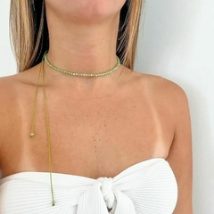 Choker Amaea de Cristal Facetado Areia em Macramê de 4mm