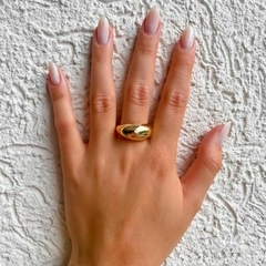 Anel Amaea Oval Regulável Folheado a Ouro 18k