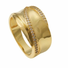 Anel Amaea Detalhes em Zircônias Folheado a Ouro 18k - 1 Ano de Garantia no Banho - comprar online
