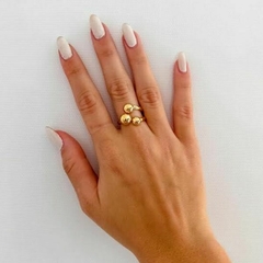 Anel Amaea Bolas Folheado a Ouro 18k