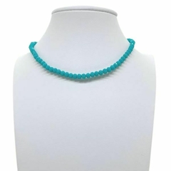 Choker Amaea de Cristal Facetado Azul Turquesa de 4mm Folheado a Ouro 18k