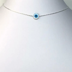 Choker Amaea Olho Grego 8mm de Madrepérola Folheado a Prata