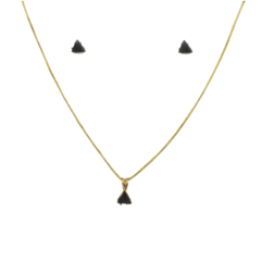 Conjunto Amaea em Zircônia Preta Folheada a Ouro 18k