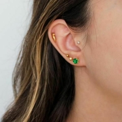 Conjunto Amaea Colar e Brinco em Zircônia Verde Esmeralda Folheado a Ouro 18k - 1 Ano de Garantia no Banho