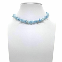Choker Amaea Cascalho Natural Água Marinha Mini Folheado a Ouro 18k