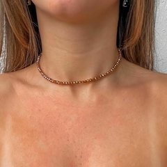 Choker Amaea de Cristal Facetado Ambar de 4mm Folheado a Ouro 18k